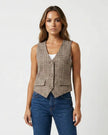 WILLOW PLAID VEST Beige Millie Blue