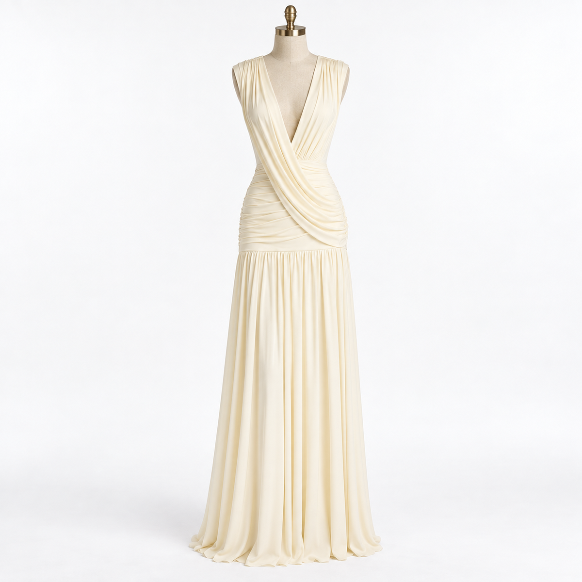 ARIANNA DRAPED V-NECK MAXI DRESS - Millie Blue