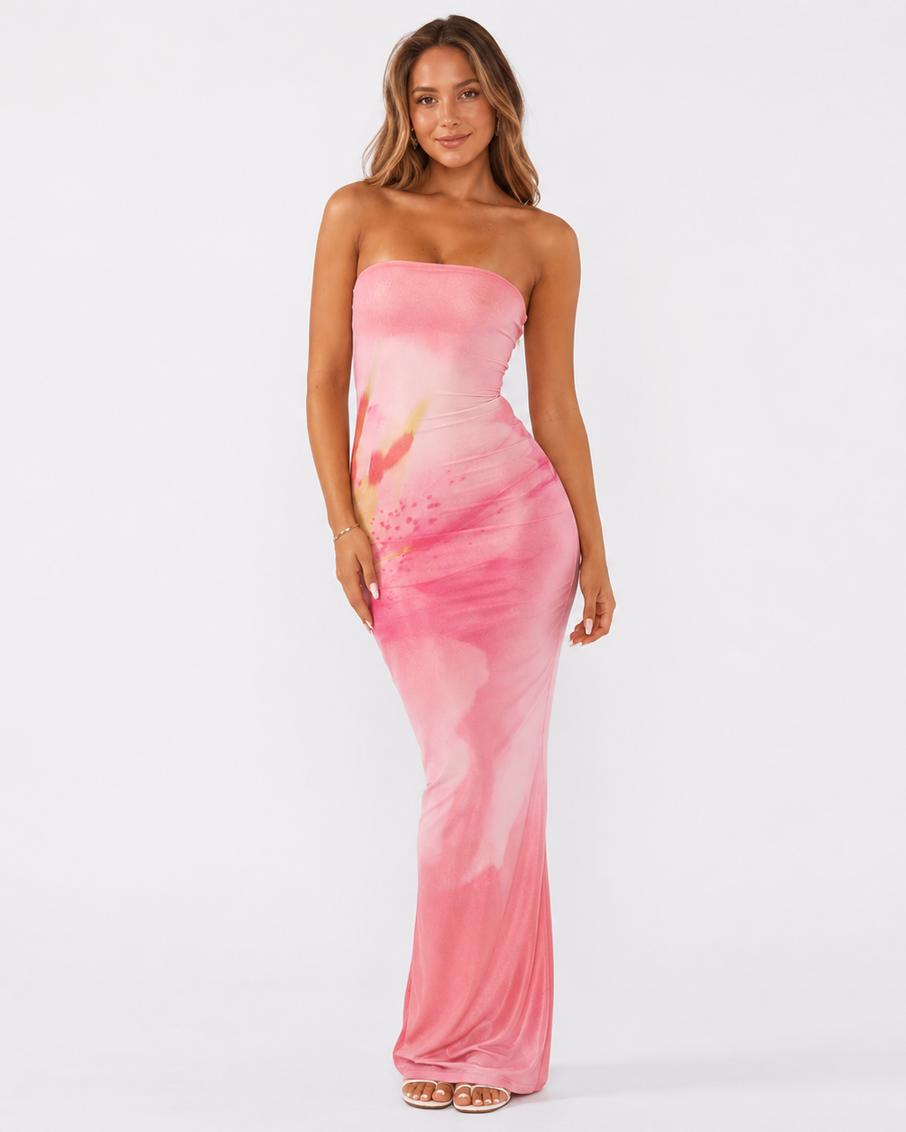 AURA PETAL STRAPLESS MAXI DRESS - Millie Blue