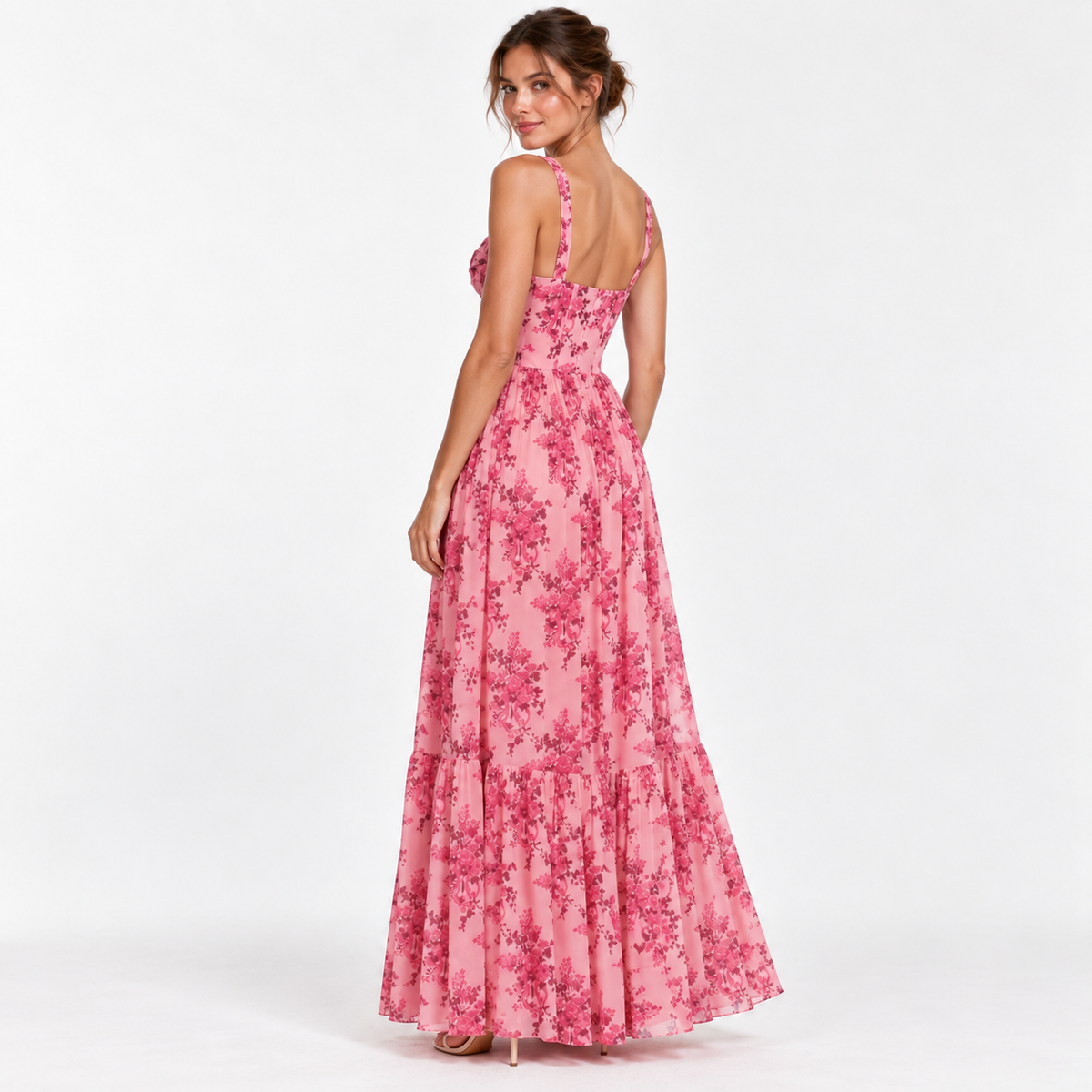 BLUSH FLORAL CORSET MAXI DRESS - Millie Blue