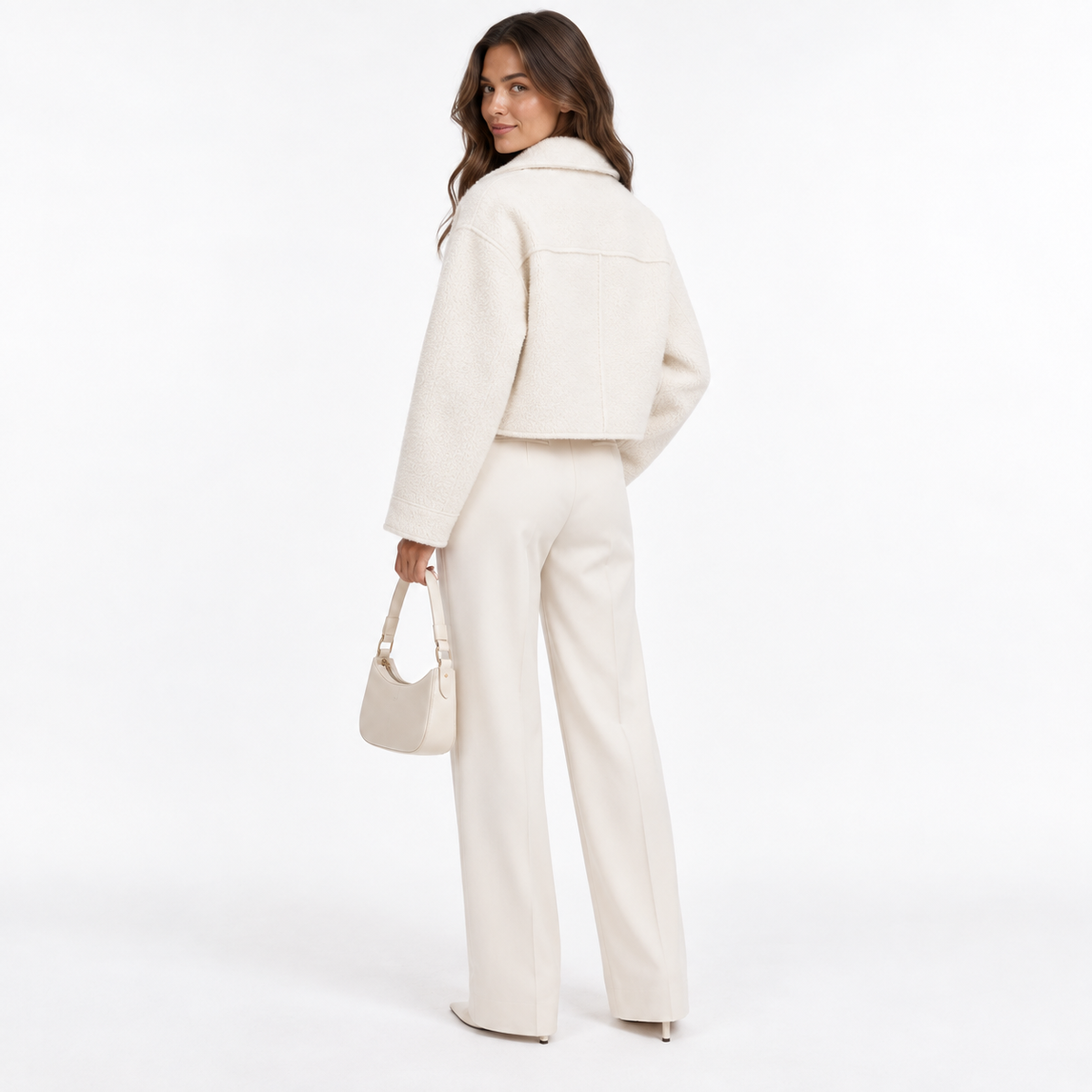 BOUCLE ZIP-UP COLLARED JACKET - Millie Blue