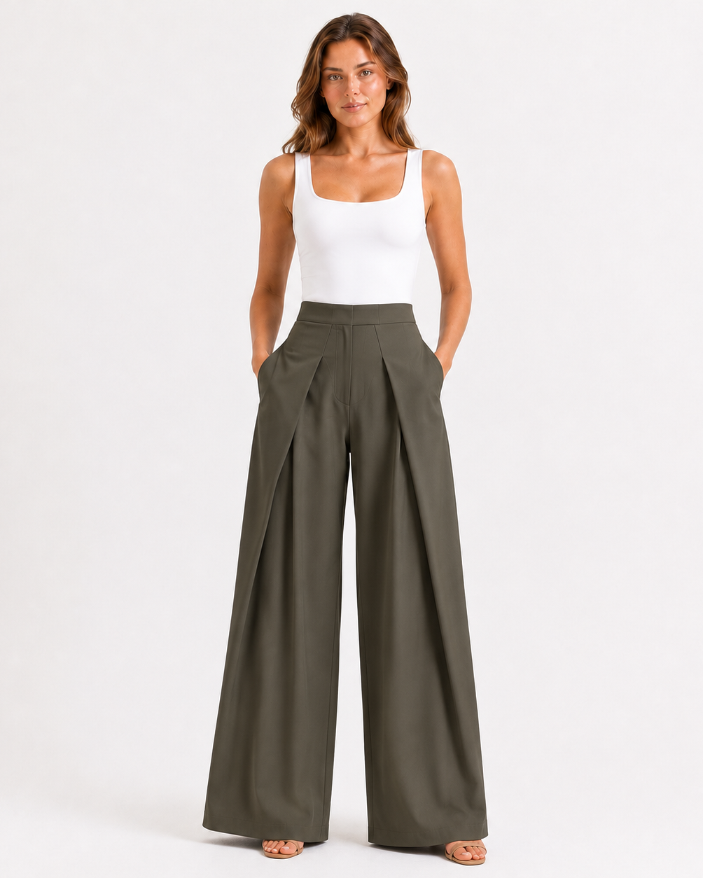 CELESTE PLEATED WIDE - LEG TROUSERS - Millie Blue