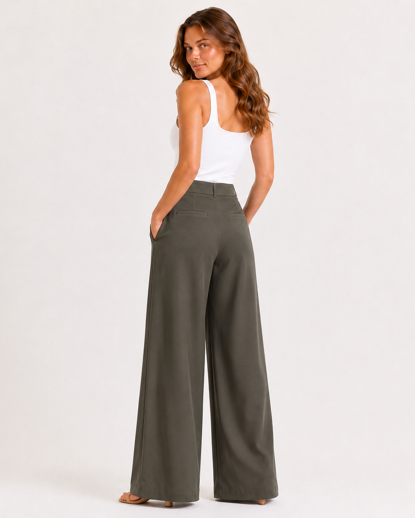 CELESTE PLEATED WIDE - LEG TROUSERS - Millie Blue