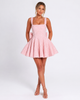 DOLORES BOW-BACK FLARED MINI DRESS Pink Millie Blue