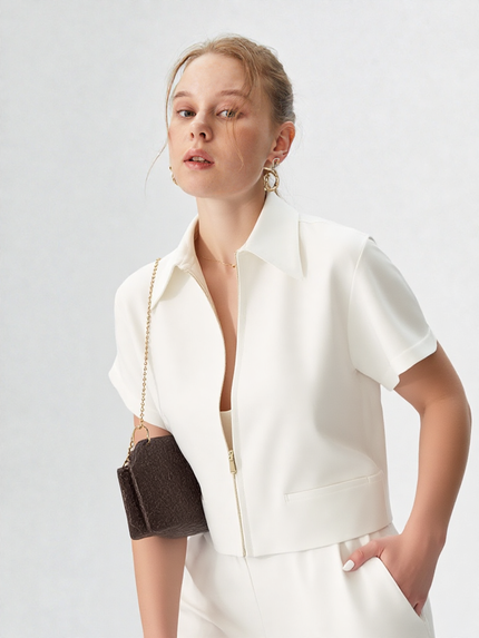 Reina Cropped Zipped Top