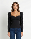Eleanor Puff Knit Top Black Millie Blue