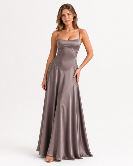 ELYSIA LACE - UP CORSET MAXI DRESS - Millie Blue