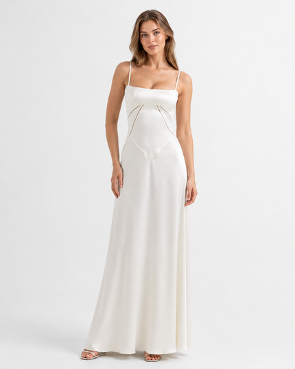 ELYSIA LACE - UP CORSET MAXI DRESS - Millie Blue