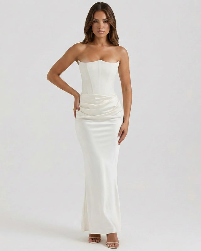 EVA SLEEVELESS MAXI DRESS White Millie Blue