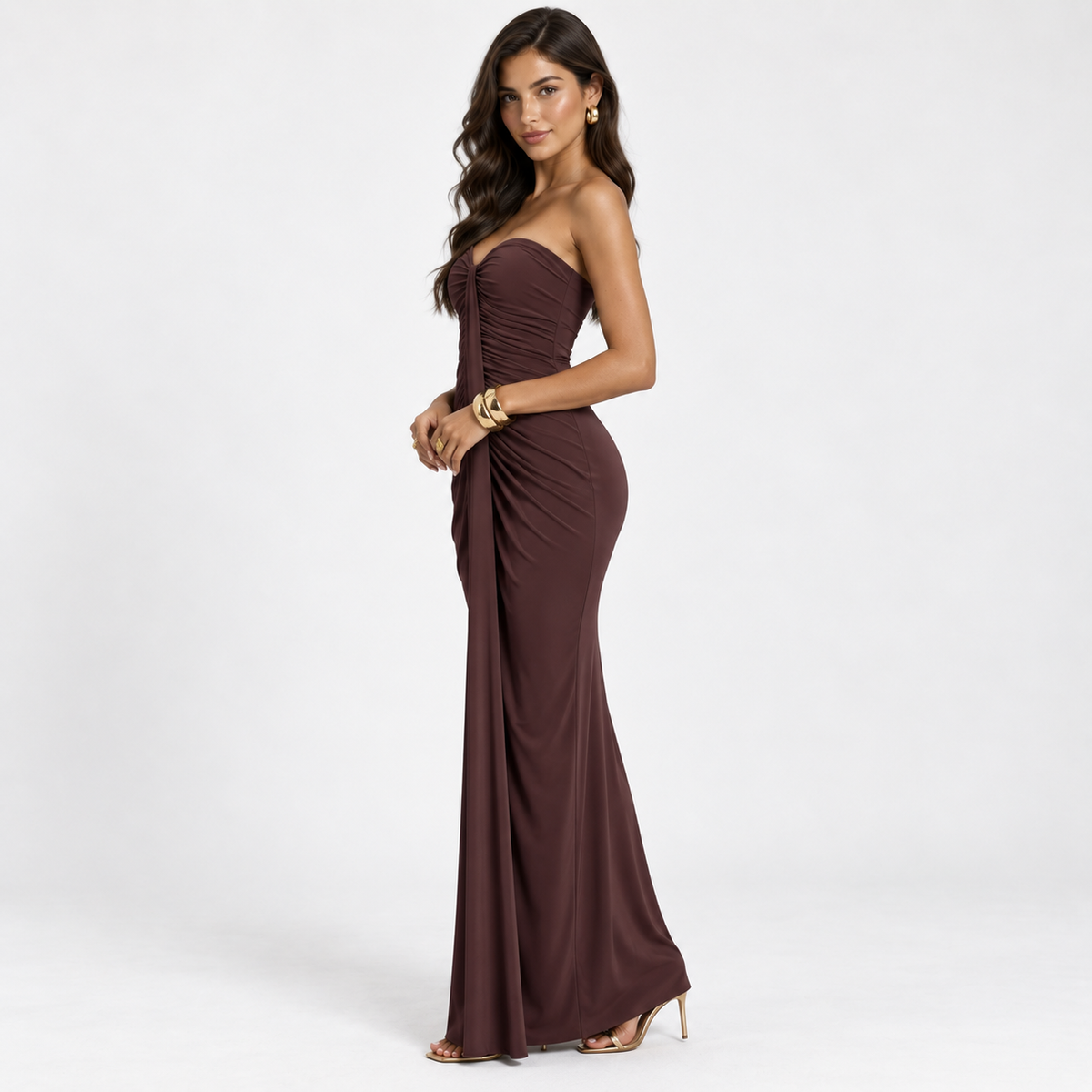 FLEUR SWEETHEART RUCHED MAXI DRESS - Millie Blue