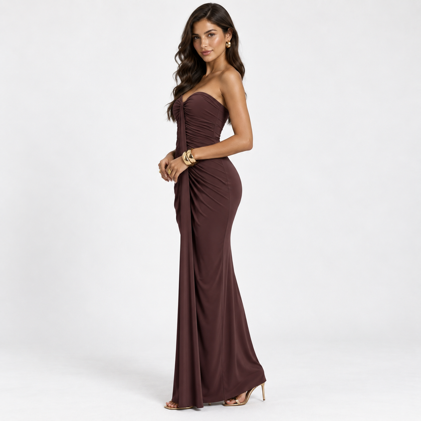 FLEUR SWEETHEART RUCHED MAXI DRESS - Millie Blue