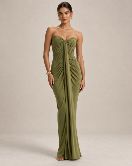 FLEUR SWEETHEART RUCHED MAXI DRESS - Millie Blue