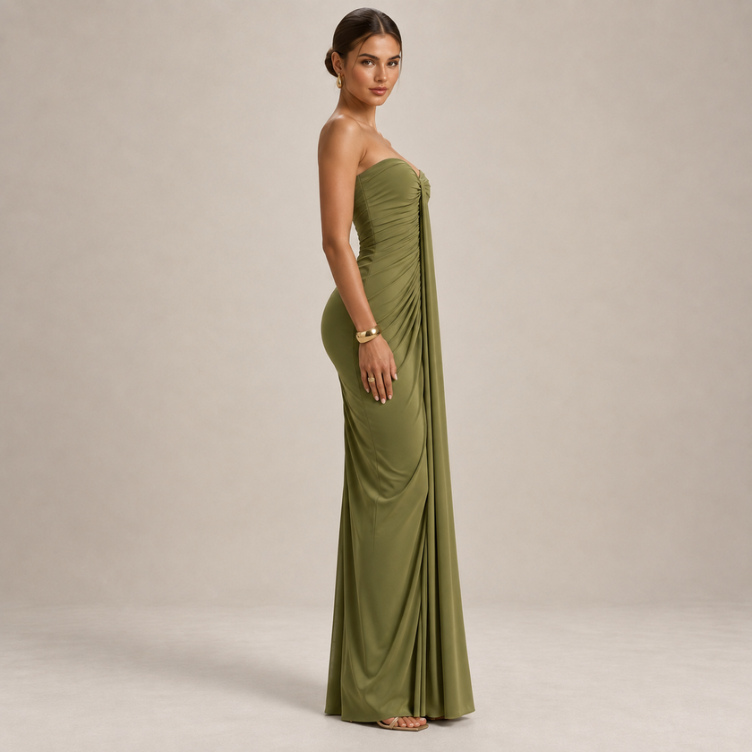 FLEUR SWEETHEART RUCHED MAXI DRESS - Millie Blue