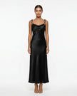 GIA SATIN SLIP DRESS Black Millie Blue