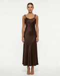 GIA SATIN SLIP DRESS Brown Millie Blue