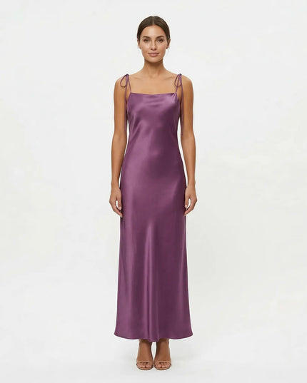 GIA SATIN SLIP DRESS Purple Millie Blue