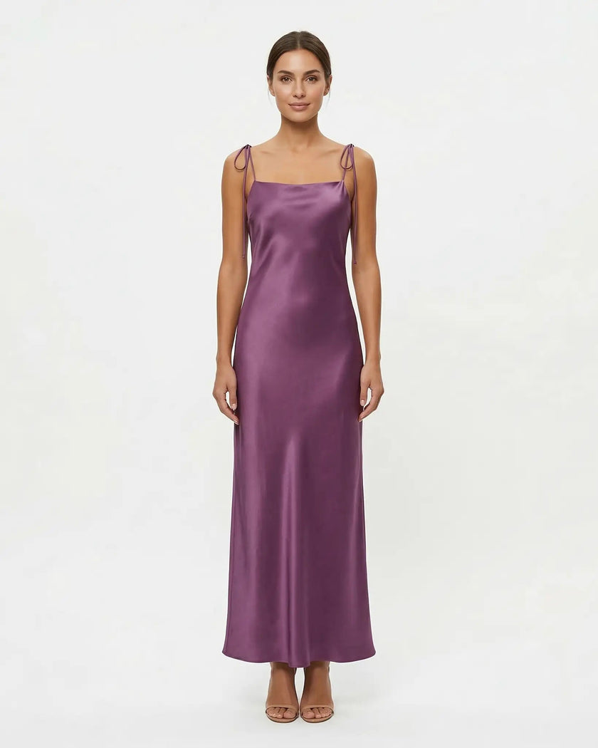 GIA SATIN SLIP DRESS Purple Millie Blue