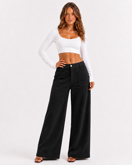 HARPER CORDUROY PANTS Black Millie Blue