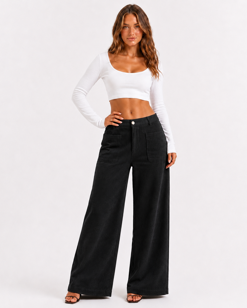 HARPER CORDUROY PANTS Black Millie Blue