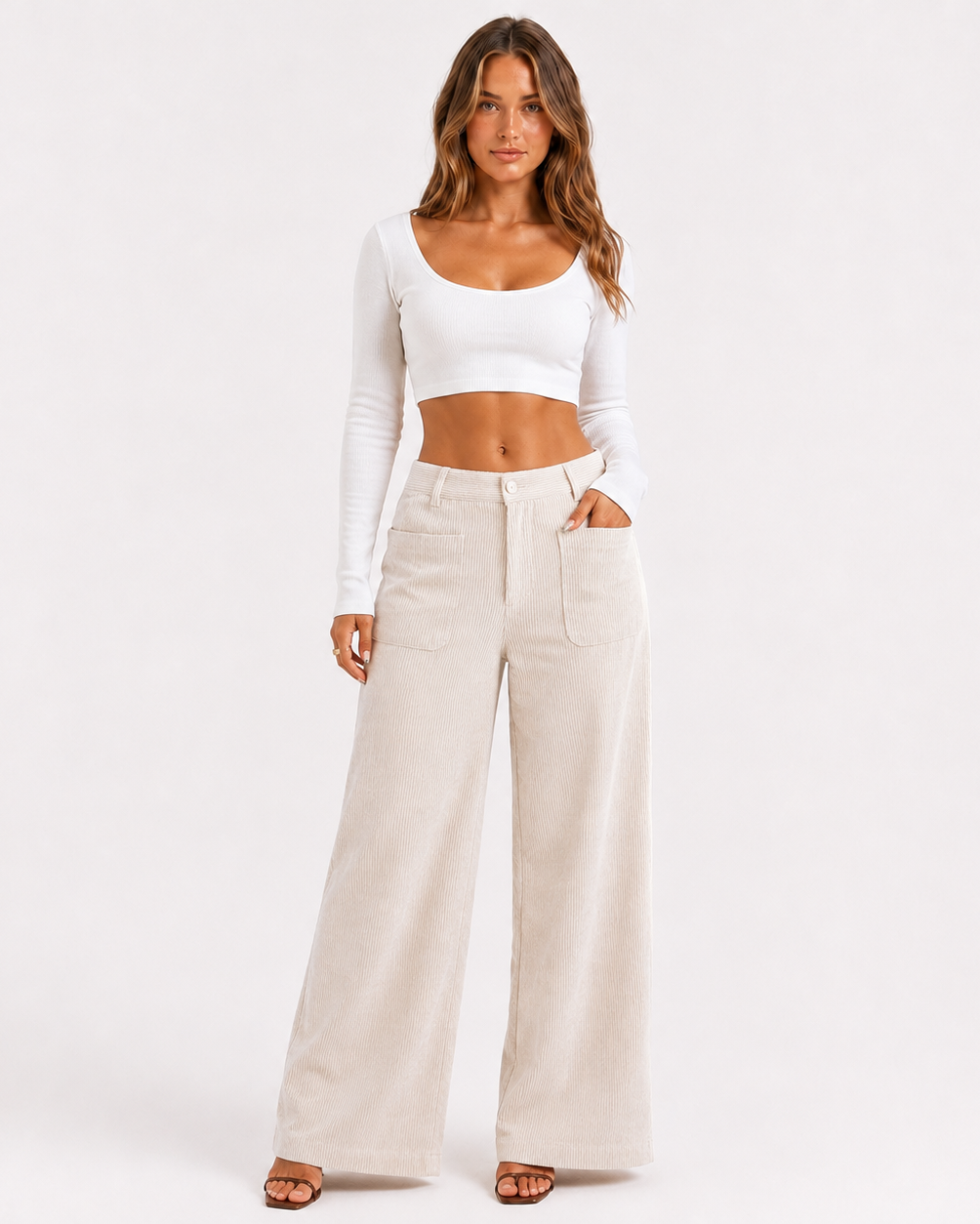 HARPER CORDUROY PANTS Beige Millie Blue