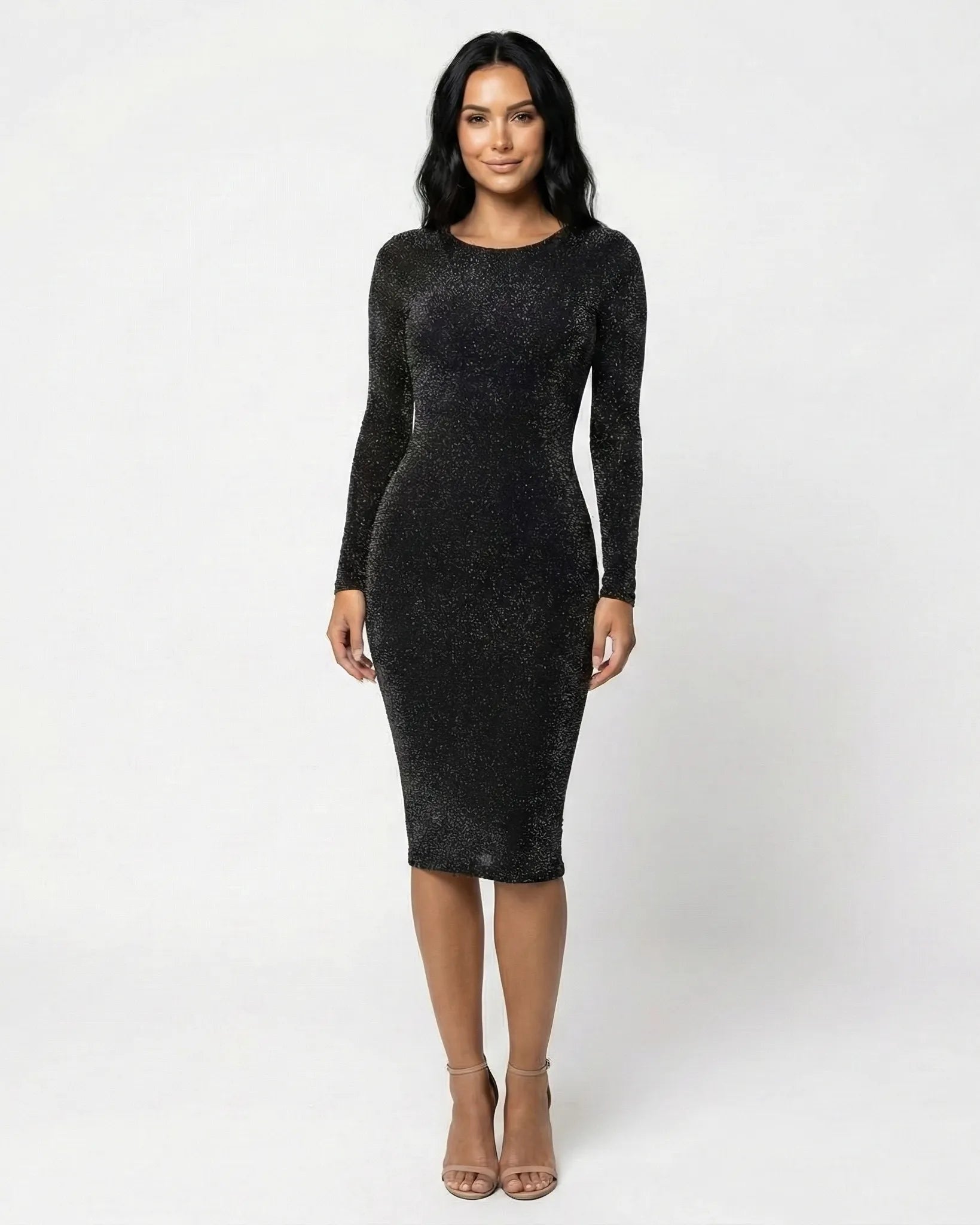 HARPER MIDNIGHT MIDI DRESS Black Millie Blue
