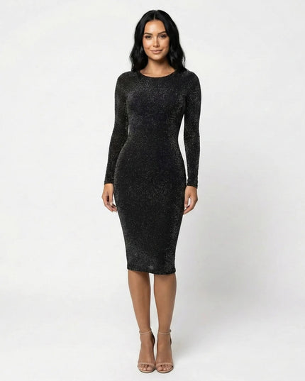 HARPER MIDNIGHT MIDI DRESS Black Millie Blue