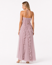 LILY PLEATED HALTER GOWN Millie Blue
