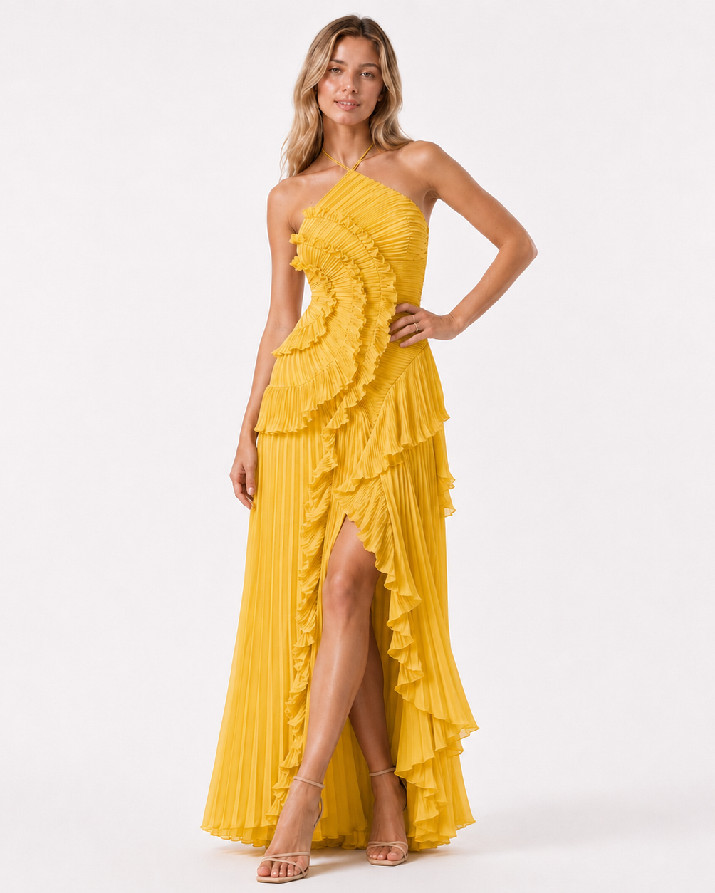 halter satin dress mini Halter tie mini dress main image 1