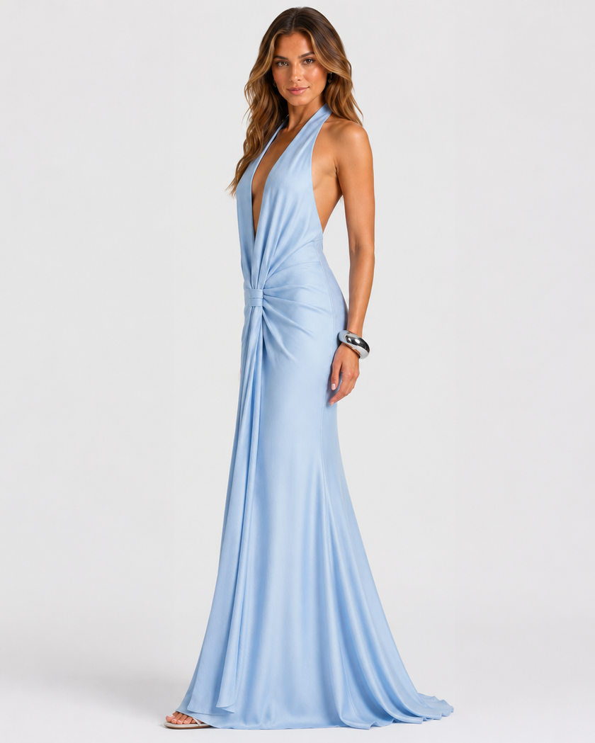 LYANNE HALTERNECK GOWN - Millie Blue