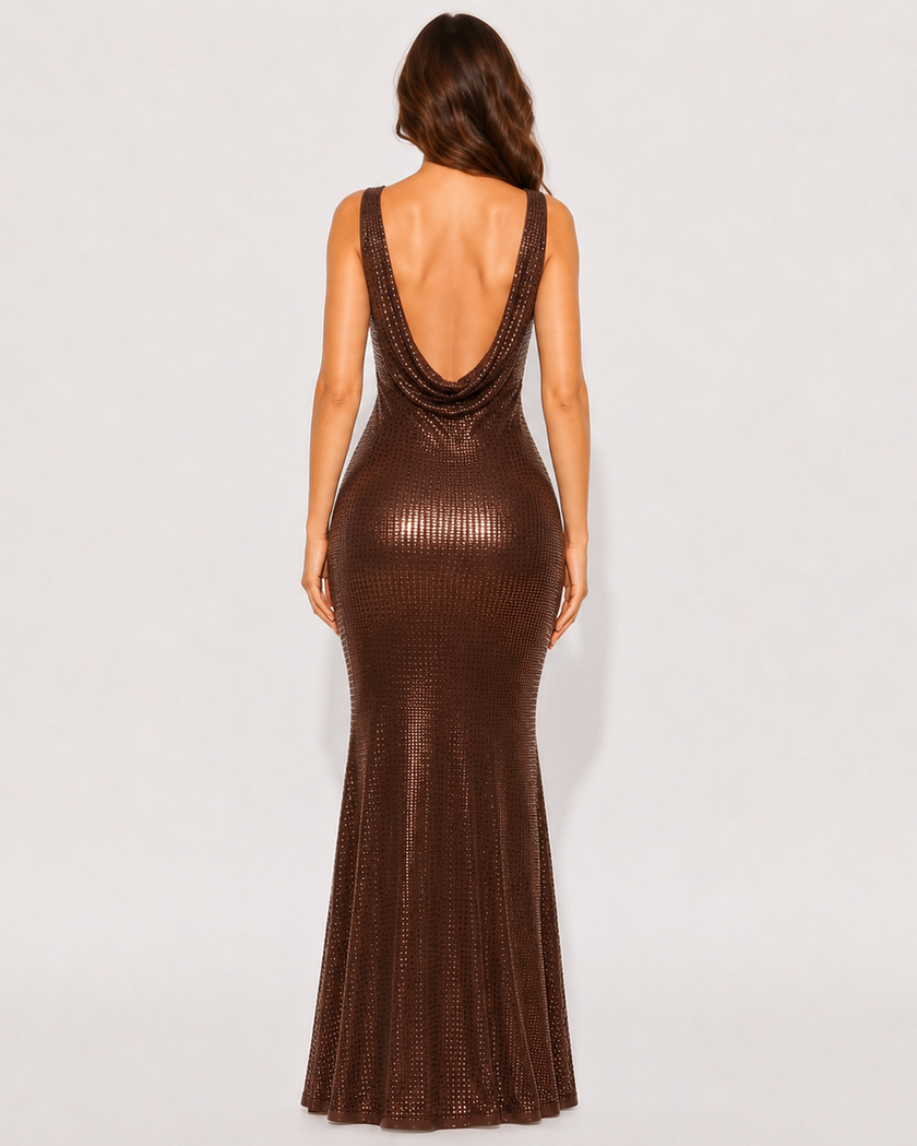 LYRA SCOOP-NECK MAXI DRESS - Millie Blue