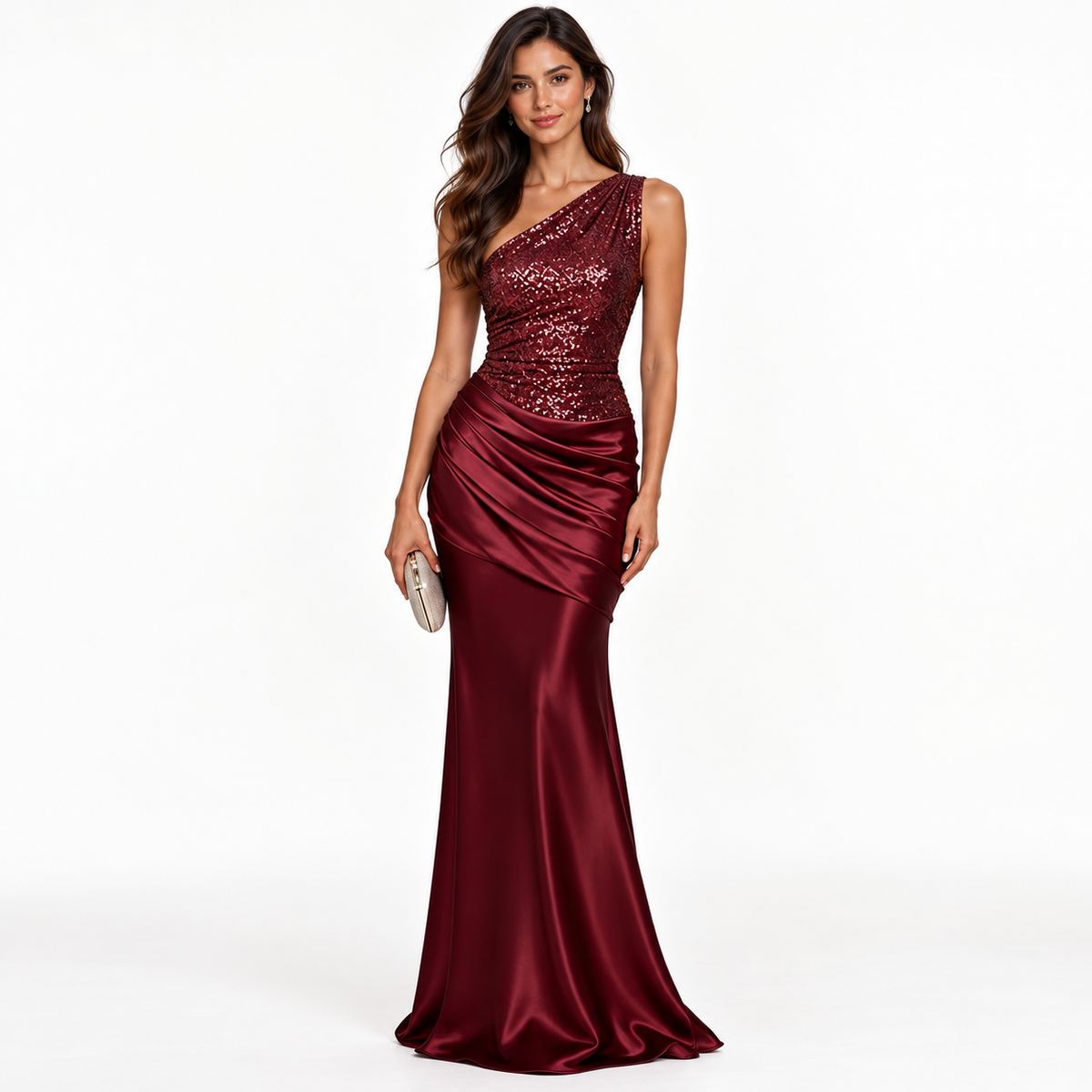 MADELINE ONE-SHOULDER SEQUIN MAXI DRESS - Millie Blue