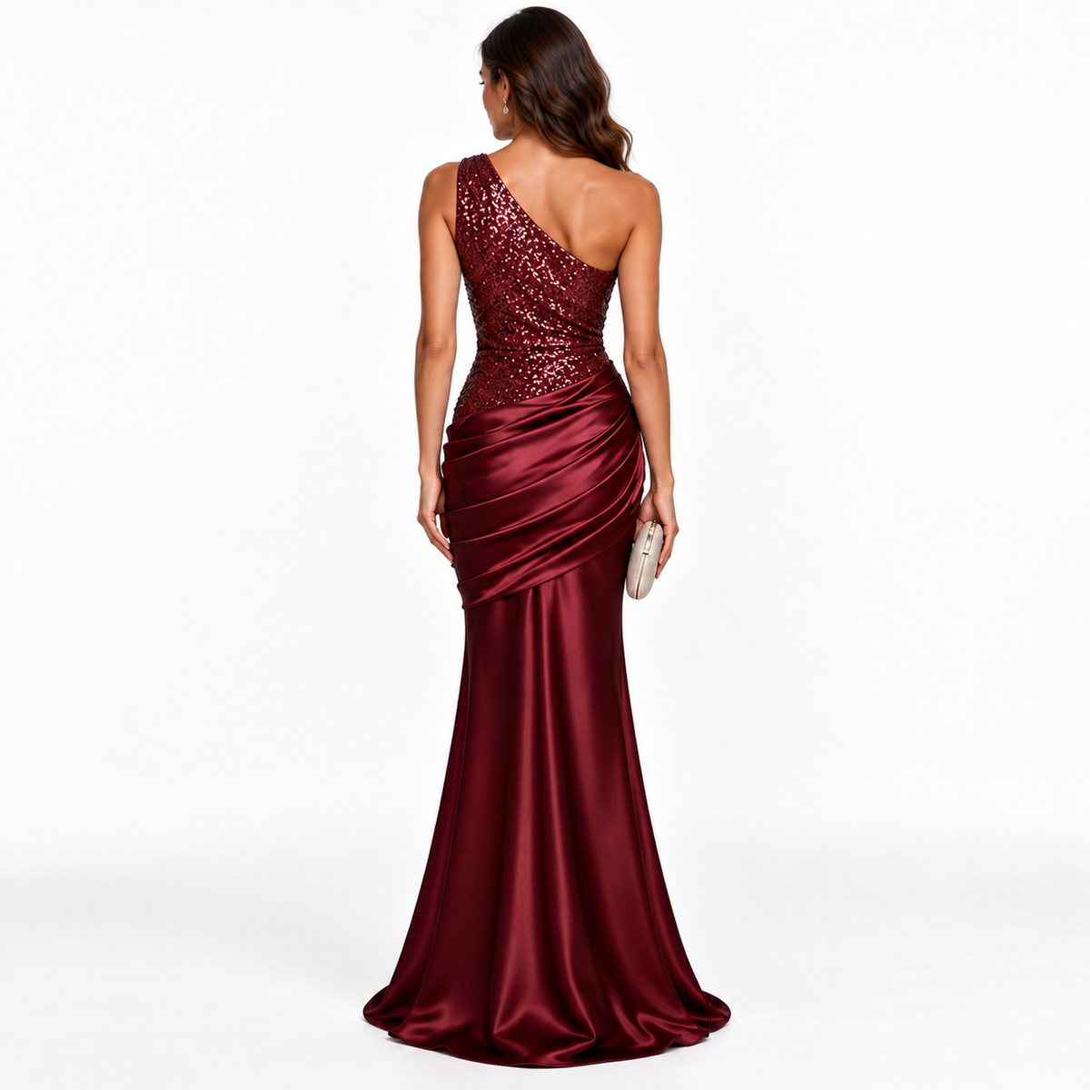 MADELINE ONE-SHOULDER SEQUIN MAXI DRESS - Millie Blue