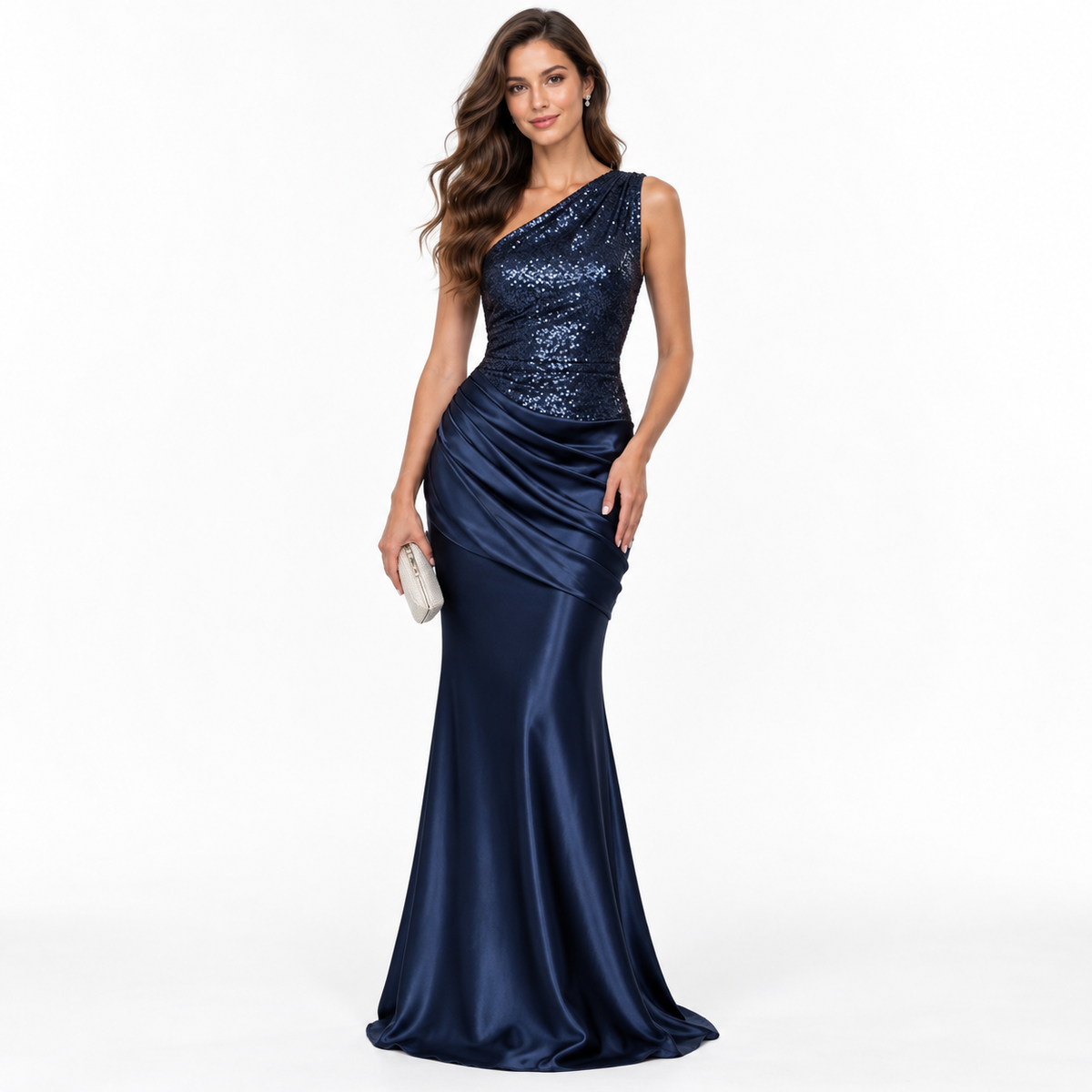 MADELINE ONE-SHOULDER SEQUIN MAXI DRESS - Millie Blue