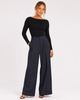 MAISON STRIPED PLEATED WIDE-LEG PANTS Navy Millie Blue