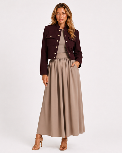 MARGOT CROPPED JACKET Wine Red Millie Blue