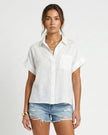 MARIN LINEN SHIRT White Millie Blue