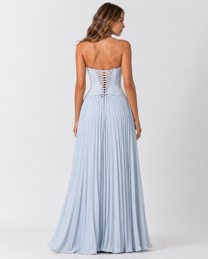 MIA FLORAL LACE CORSET DRESS - Millie Blue