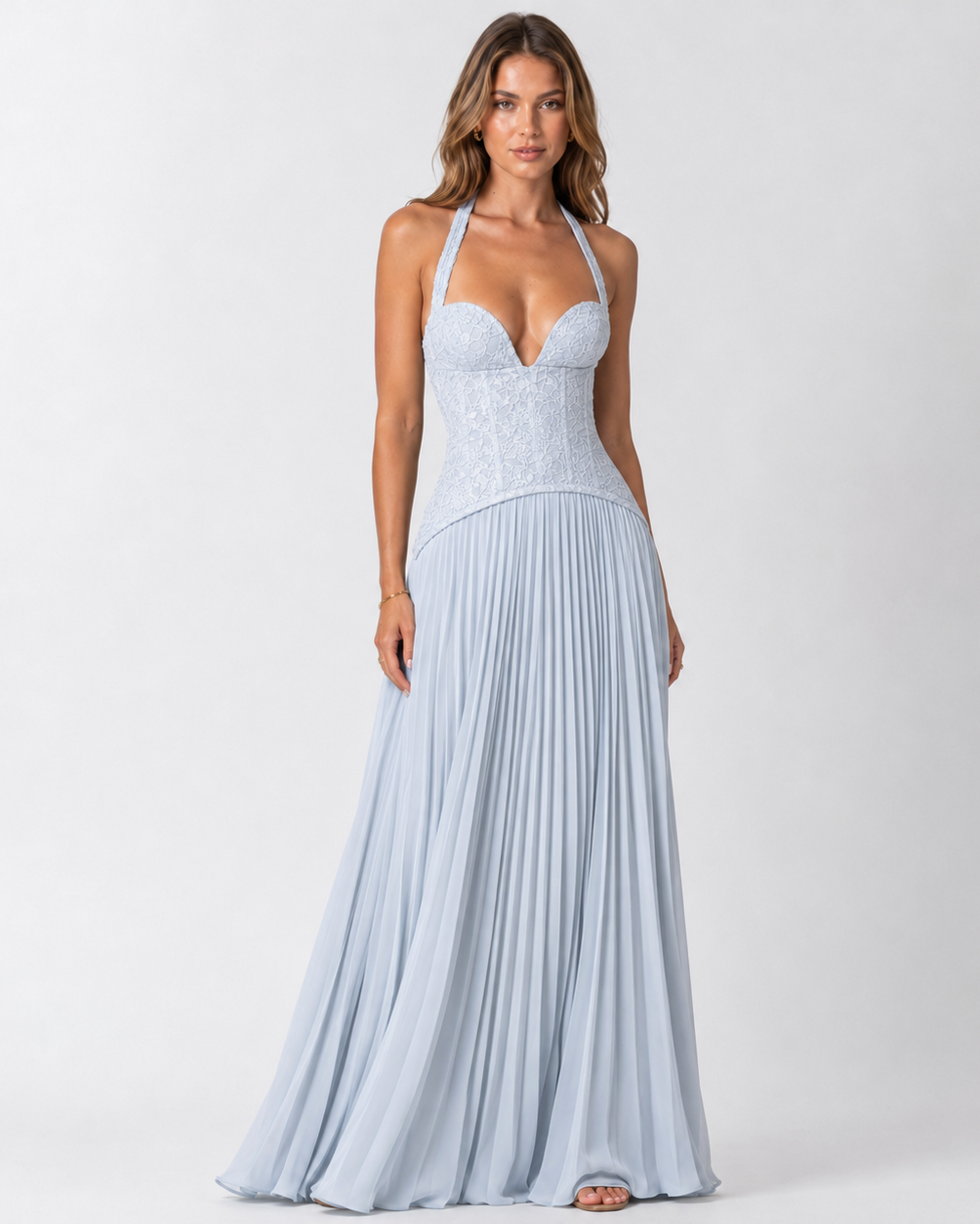 MIA FLORAL LACE CORSET DRESS - Millie Blue
