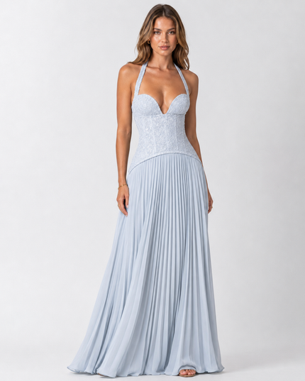 MIA FLORAL LACE CORSET DRESS - Millie Blue