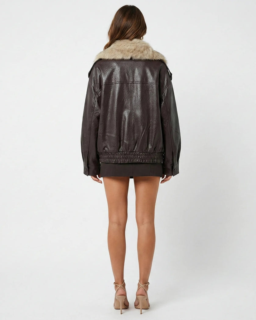 MILAN FUR LEATHER JACKET Millie Blue