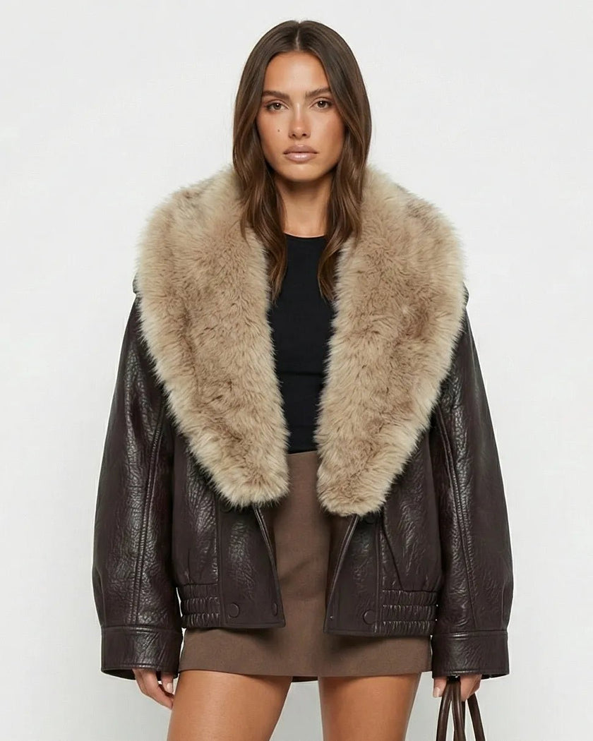 MILAN FUR LEATHER JACKET Millie Blue