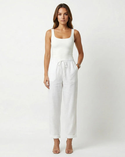 NOELLE LINEN PANTS White Millie Blue