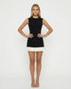 Nova Sleeveless Patch Mini Dress Black Millie Blue