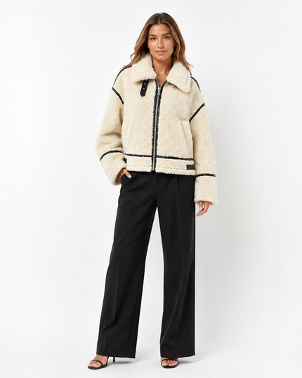 ODETTE FUR ZIP JACKET - Millie Blue