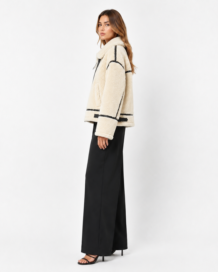 ODETTE FUR ZIP JACKET - Millie Blue