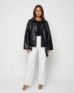RAVEN VINTAGE LEATHER JACKET Black Millie Blue