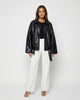 RAVEN VINTAGE LEATHER JACKET Black Millie Blue