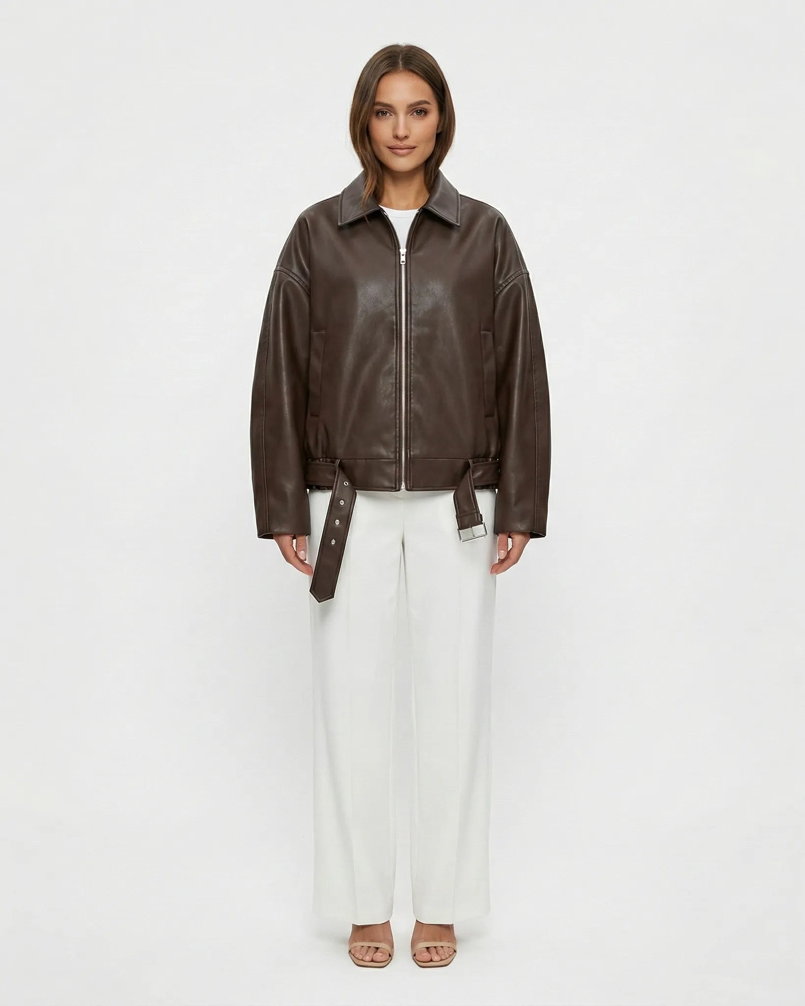 RAVEN VINTAGE LEATHER JACKET Brown Millie Blue