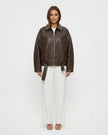 RAVEN VINTAGE LEATHER JACKET Brown Millie Blue