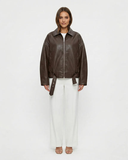 RAVEN VINTAGE LEATHER JACKET Brown Millie Blue